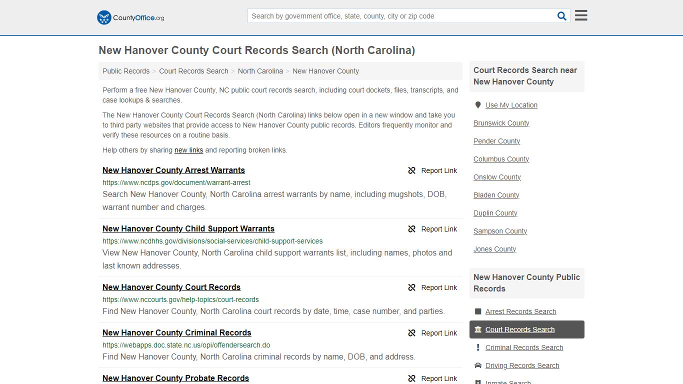 Court Records Search - New Hanover County, NC (Adoptions, Criminal ...